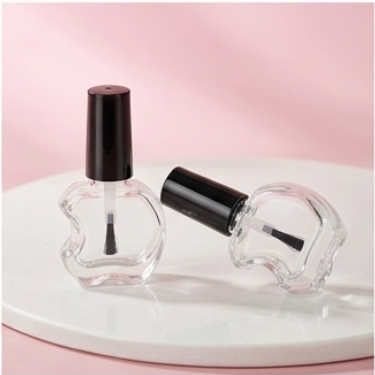 Clear Apple Shaped Glass Nail Polish Bottle Empty Refillable Cosmetic Containers with Black Brush Cap for DIY Nail Art Varnish Gel