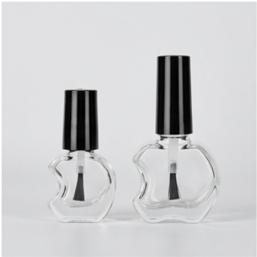 Clear Apple Shaped Glass Nail Polish Bottle Empty Refillable Cosmetic Containers with Black Brush Cap for DIY Nail Art Varnish Gel