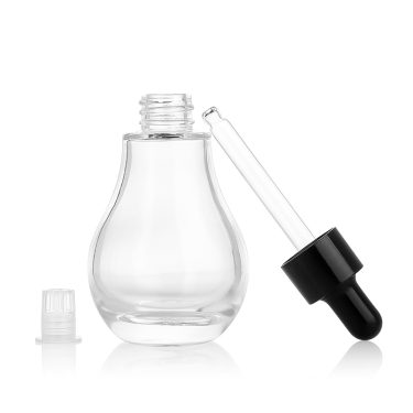 40ml Blown Clear Glass Dropper Bottle With Black Pipette Elegant Essential Oil Cosmetic Bottle