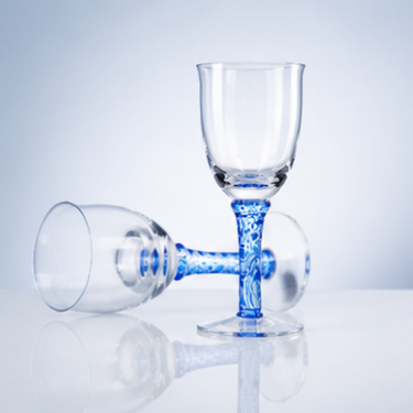 Elegant Blown Glass Cup With Blue Artistic Stem Transparent Wine Dessert Drinking Glass Tableware