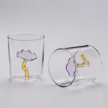Custom Hand Blown Borosilicate Glass Cup Creative Cloud Pattern Coffee Tea Juice Drinking Tumbler Heat Resistant Reusable Cup