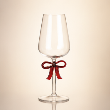 Handcrafted Blown Glass Wine Goblet Elegant Ribbon Stem Drinking Cup for Red Wine White Wine Champagne Cocktail Beverage