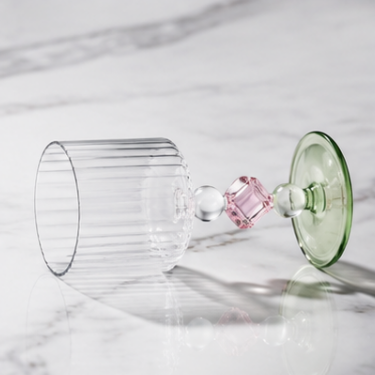 220ml Handmade Blown Glass Cup With Crystal Decoration Elegant Transparent Stem Glass For Beverage