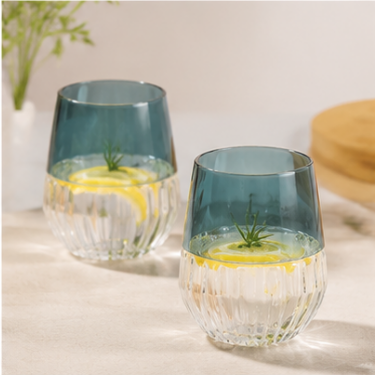 Modern Handmade Blown Glass Cup With Gradient Color Design For Drinking Decoration And Gift Collection