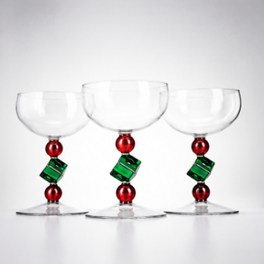 Hand Blown Decorative Glass Goblet Cup Artisan Stemware Creative Cocktail Dessert Serving Cup Home Bar Tableware