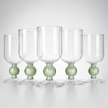 Hand Blown Glass Goblet Modern Stemmed Drinking Cup Decorative Juice Cocktail Dessert Glass for Home Bar Restaurant