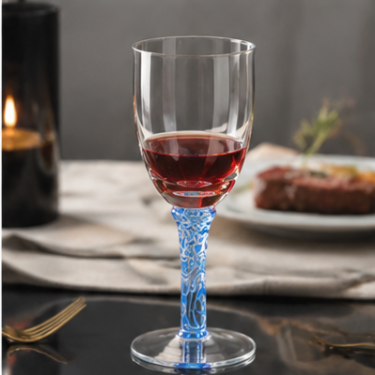 Elegant Blown Glass Cup With Blue Artistic Stem Transparent Wine Dessert Drinking Glass Tableware