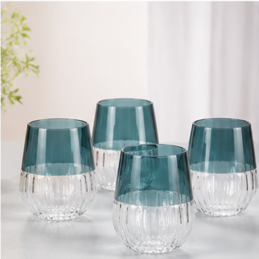 Modern Handmade Blown Glass Cup With Gradient Color Design For Drinking Decoration And Gift Collection