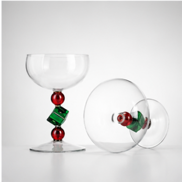 Hand Blown Decorative Glass Goblet Cup Artisan Stemware Creative Cocktail Dessert Serving Cup Home Bar Tableware