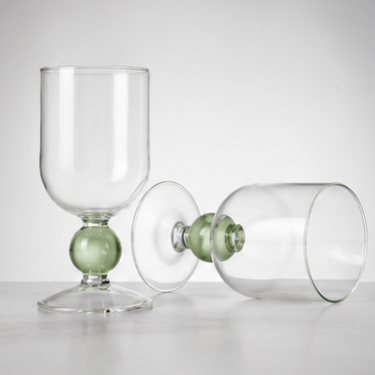 Hand Blown Glass Goblet Modern Stemmed Drinking Cup Decorative Juice Cocktail Dessert Glass for Home Bar Restaurant