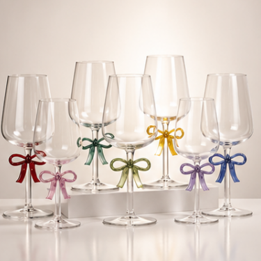 Handcrafted Blown Glass Wine Goblet Elegant Ribbon Stem Drinking Cup for Red Wine White Wine Champagne Cocktail Beverage