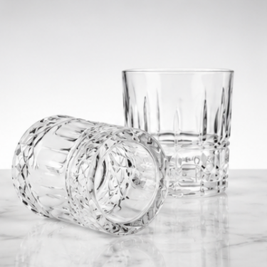 Modern Clear Glass Cup With Diamond Cut Texture For Water Coffee Tea Juice Beverage And Restaurant Tableware