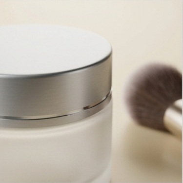 Frosted Glass Cosmetic Jar Empty Round Makeup Cream Container With Silver Band Cap For Luxury Skincare Eye Gel Balm Mask Storage