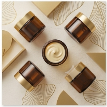 Amber Glass Solid Perfume Bottle Luxury Cosmetic Cream Jar Empty Refillable Lip Balm Containers with Gold Aluminum Cap Lid