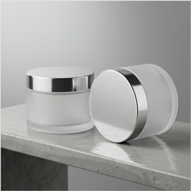 Large Frosted Glass Cosmetic Jar 200ml Empty Round Body Scrub Cream Container With Shiny Silver Flat Lid For Hair Mask Mud