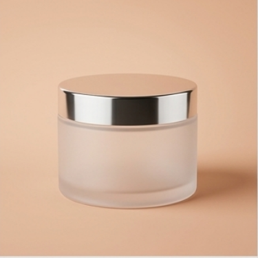 Large Frosted Glass Cosmetic Jar 200ml Empty Round Body Scrub Cream Container With Shiny Silver Flat Lid For Hair Mask Mud