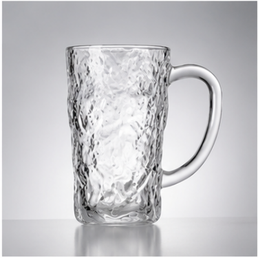 Premium Hammered Glass Beer Mug Clear Drinking Cup 320ml Thick Wall Beverage Coffee Tea Juice Water Glass with Handle