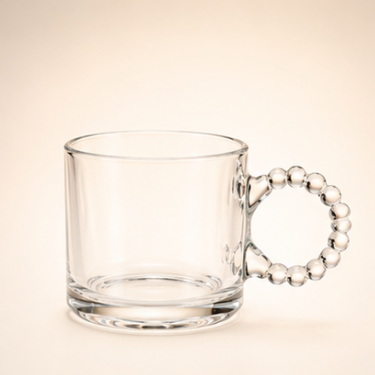 Modern Clear Glass Mug With Beaded Handle For Coffee Tea Milk Hot Chocolate And Everyday Beverage Enjoyment
