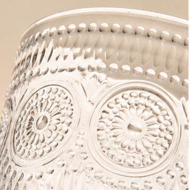 410ml Embossed Clear Glass Coffee Cup Vintage Pattern Glass Tea Mug With Handle Durable Drinking Cup For Home Cafe Office
