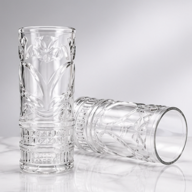 530ml Tall Embossed Clear Glass Drinking Cup Vintage Highball Glass Tumbler For Water Juice Beer Cocktail Home Restaurant