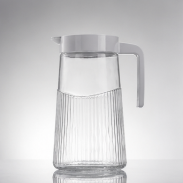 1300ml Large Glass Pitcher With Handle Ribbed Design Transparent Water Jug For Home Kitchen Restaurant