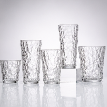 Organic Textured Glass Drinking Cup Clear Irregular Tumbler 280ml 330ml Reusable Water Juice Coffee Tea Beverage Glassware