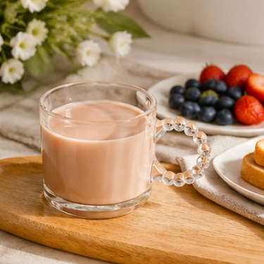 Modern Clear Glass Mug With Beaded Handle For Coffee Tea Milk Hot Chocolate And Everyday Beverage Enjoyment