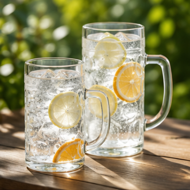 Premium Clear Glass Beer Mug Embossed Drinking Cup Heavy Base Large Handle Glass Stein for Bar Restaurant Home Party
