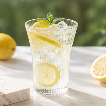 Modern Curved Ribbed Glass Drinking Cup 280ml Clear Tumbler Reusable Water Juice Coffee Tea Beverage Glassware