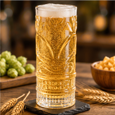 530ml Tall Embossed Clear Glass Drinking Cup Vintage Highball Glass Tumbler For Water Juice Beer Cocktail Home Restaurant