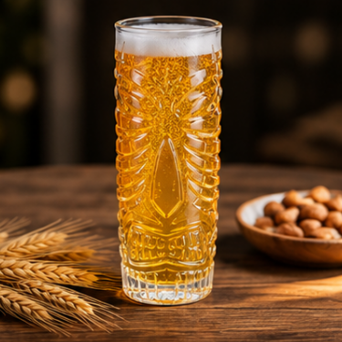 600ml Tall Embossed Clear Glass Drinking Cup Vintage Highball Glass Tumbler For Water Juice Beer Cocktail Iced Beverage
