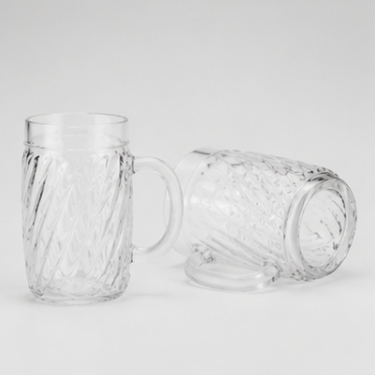 500ml Transparent Glass Mug with Handle Textured Design Drinking Cup for Coffee Tea Beer Home Restaurant Use