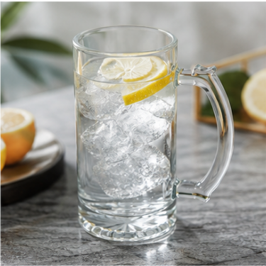 500ml Clear Glass Beer Mug Thick Bottom Large Handle Drinking Cup for Beer Juice Water Bar Restaurant Use