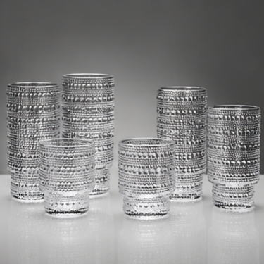 Modern Embossed Glass Drinking Cup Set 200ml 320ml Clear Textured Water Juice Whiskey Cocktail Tumbler for Home Bar Restaurant