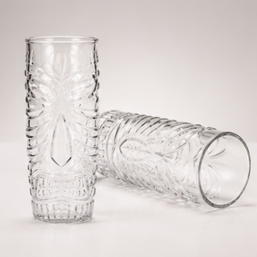 600ml Tall Embossed Clear Glass Drinking Cup Vintage Highball Glass Tumbler For Water Juice Beer Cocktail Iced Beverage
