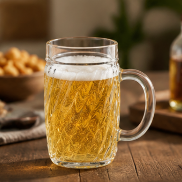 500ml Transparent Glass Mug with Handle Textured Design Drinking Cup for Coffee Tea Beer Home Restaurant Use