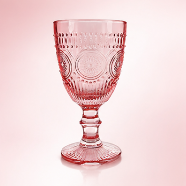 330ml Embossed Vintage Glass Goblet Elegant Colored Drinking Cup Decorative Water Juice Wine Cocktail Glass for Home Restaurant Bar