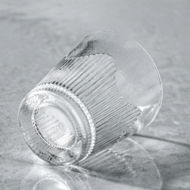 270ml Ribbed Glass Cup With Elegant Wave Design Transparent Drinking Tumbler For Home Restaurant