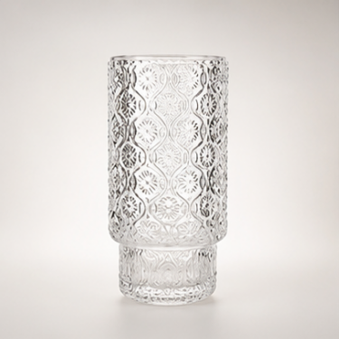 330ml Embossed Glass Drinking Cup Vintage Pattern Clear Tumbler Reusable Beverage Water Juice Coffee Tea Glassware