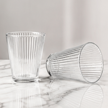 Modern Vertical Ribbed Glass Drinking Cup Clear Tumbler 220ml 320ml Reusable Water Juice Coffee Tea Beverage Glassware