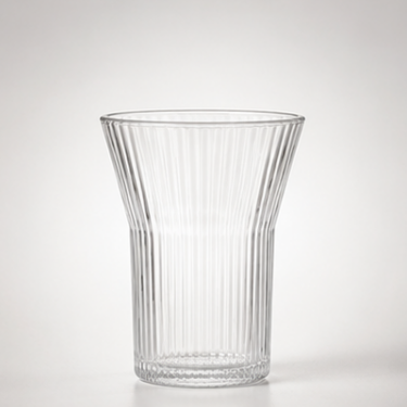 Modern Curved Ribbed Glass Drinking Cup 280ml Clear Tumbler Reusable Water Juice Coffee Tea Beverage Glassware