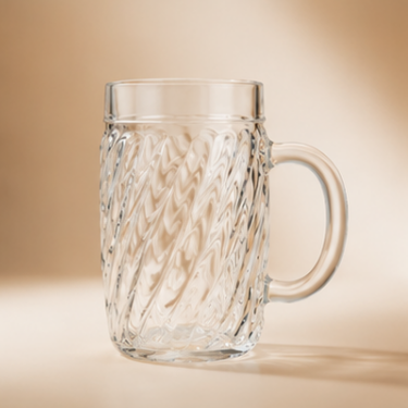 500ml Transparent Glass Mug with Handle Textured Design Drinking Cup for Coffee Tea Beer Home Restaurant Use