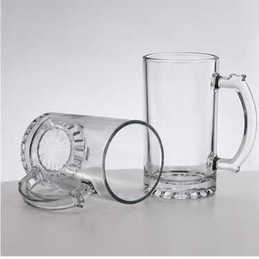 500ml Clear Glass Beer Mug Thick Bottom Large Handle Drinking Cup for Beer Juice Water Bar Restaurant Use
