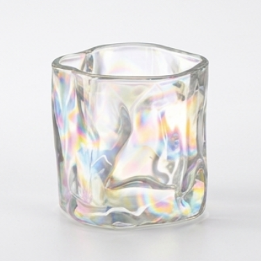 Iridescent Water Ripple Glass Cup Wabi Sabi Wrinkled Whiskey Tumbler Colorful Clear Juice Milk Mug Aesthetic Twisted Drinking Glass For Home Bar