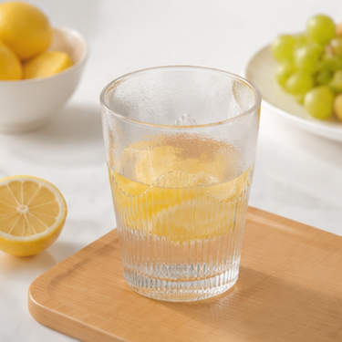 270ml Ribbed Glass Cup With Elegant Wave Design Transparent Drinking Tumbler For Home Restaurant