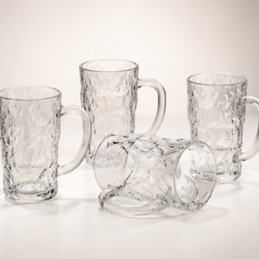Premium Hammered Glass Beer Mug Clear Drinking Cup 320ml Thick Wall Beverage Coffee Tea Juice Water Glass with Handle