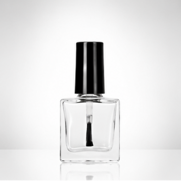 10ml Clear Square Glass Nail Polish Bottle with Black Cap Empty Cosmetic Packaging Container for Nail Polish and Gel Polish