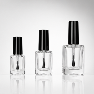 Clear Glass Nail Polish Bottle Empty Cosmetic Packaging Container with Brush Cap Refillable Square Bottle for Nail Polish Gel