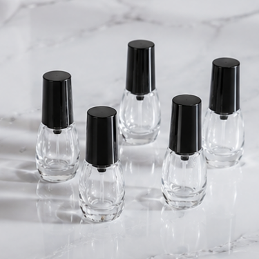 5ml Clear Glass Nail Polish Bottle with Black Cap Empty Refillable Cosmetic Packaging Container for Nail Polish