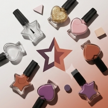 Clear Star and Heart Shaped Glass Nail Polish Bottle Empty Cosmetic Containers with Black Brush Cap for DIY Nail Art Varnish Gel